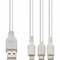 Add-On AddOn 1m USB-A 2.0 to Lightning, USB-C 3.1, Micro-USB 2.0 (B) Male to Male White Cable USB2LGTCM1MW - alternate 1
