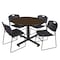 Regency Round Kobe Breakroom Table W/ 4 Zeng Stack Chairs, 48 in W, 48 in L, Neo Walnut TKB48RNDNW44BK - alternate 1