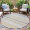 Homeroots 8' Ivory And Beige Round Striped Washable Indoor Outdoor Area Rug 632223 - alternate 3
