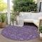 Homeroots 8' Round Purple and Green Round Floral Washable Non Skid Indoor Outdoor Area Rug 564361 - alternate 6