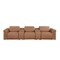 Homeroots 126" Chestnut Top Grain Leather Reclining Metal USB Sofa 720366 - alternate 1