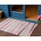 Homeroots 3' X 5' Pink Ivory And Gray Striped Washable Indoor Outdoor Area Rug 597349 - alternate 1