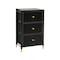 Homeroots 18" Black and Gold Faux Leather and Steel Three Drawer Dresser 523995 - alternate 1