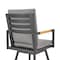 Armen Living Crown Outdoor Patio Swivel Bar Stool in Black Aluminum with Wood Accent and Dark Gray Cushions LCCRSWBABLKDGRY30 - alternate 4