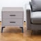 Homeroots 20" Gray and Black Fabric Wood and Steel End Table With Two Drawers 556561 - alternate 4