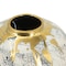 Homeroots 10" Ivory Gray And Gold Abstract Distressed Ceramic Round Table Vase 576731 - alternate 2