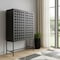 Homeroots 48in Dark Gray Solid Wood and Metal Holey Two Door Accent Chest 489028 - alternate 3