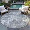 Homeroots 8' Gray And Ivory Round Abstract Washable Indoor Outdoor Area Rug 597970 - alternate 4
