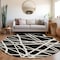 Homeroots 8' Black And Ivory Round Geometric Washable Indoor Outdoor Area Rug 600422 - alternate 3