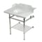 Kingston Brass 30-Inch Carrara Marble Console Sink with Brass Legs and Shelf, 8-Inch, 3-Hole LMS3030MBB6 - alternate 1
