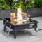 Leisuremod Walbrooke Patio Aluminum Square Slats Design Fire Pit Side Table with Lid & Fire Glass, Black WBLS-27-GL - alternate 5