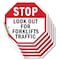 Signmission Stop Look Out for Forklifts Traffic, 4 inch X 4 inch, Vinyl Decal, 5PK OC-D-5PACK-4-58 - alternate 1