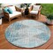 Homeroots 8' Teal Blue And Beige Round Geometric Washable Indoor Outdoor Area Rug 632013 - alternate 1