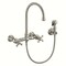Whitehaus Collection Vintage III Plus Wall Mount Faucet with a  Long Gooseneck Swivel Spout, and Solid Brass Side Spray WHKWCR3-9301-NT-BN - alternate 1