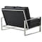 Leisuremod Jefferson Contemporary Faux Leather Loveseat with Silver Frame, Black JAS53BL-L - alternate 5