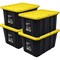 Ramtuff 27 Gallon Stackable Storage Totes - Heavy Duty Weather-Resistant w/ Snap Lid, Black/Yellow, 4PK 606533 - alternate 1