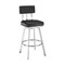 Armen Living Benjamin 30in Swivel Bar Stool in Brushed Stainless Steel with Black Faux Leather LCBEBABSBLK30 - alternate 1