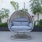 Leisuremod Mendoza Light Brown Wicker Hanging 2 person Egg Swing Chair with Chacoal Cushions MSCLBR-53CBU - alternate 5