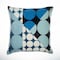Homeroots 24" Blue and Ivory Geometric Cotton Throw Pillow With Embroidery 549403 - alternate 2