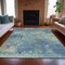 Homeroots 5' X 8' Teal Blue And Beige Abstract Washable Indoor Outdoor Area Rug 630898 - alternate 2