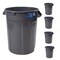 Magnum Tool 32 Gallon Trash Can, Construction Grade, Heavy Duty Plastic (5 Pack) CMTC-C000-32G05 - alternate 1