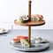 Laurie Gates California Designs Grey Marble and Acacia Wood 2 Tier Server 124646.01 - alternate 3