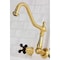 Kingston Brass Two-Handle Wall Mount Kitchen Faucet, Brushed Brass KS1287PKX - alternate 3