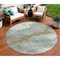 Homeroots 8' Teal Blue And Brown Round Abstract Washable Indoor Outdoor Area Rug 631893 - alternate 1