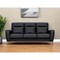 Homeroots 83" Black Leather Sofa With Brown Legs 546407 - alternate 1