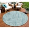 Homeroots 8' Teal Blue And Ivory Round Striped Washable Indoor Outdoor Area Rug 583464 - alternate 1