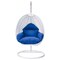 Leisuremod White Wicker Hanging Egg Swing Chair with Blue Cushions ESCW-40BU - alternate 5