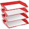 Acrimet Facility 4 Tier Letter Tray Side Load Letter Size Desktop File Organizer Plastic Solid Red 256.VM - alternate 4