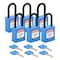 Brady Padlock, Keyed Different, Nylon, Blue, 1 1/2 in Shackle Height, 1 1/2 in Body Width, 6 No. of Keys SDPL-BLU-38PL-KD6 - alternate 1