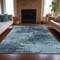 Homeroots 3' X 5' Teal Blue And Navy Blue Abstract Washable Indoor Outdoor Area Rug 630657 - alternate 3