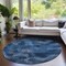 Homeroots 8' Navy Blue And Sky Blue Round Abstract Washable Indoor Outdoor Area Rug 587124 - alternate 5