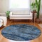 Homeroots 8' Blue And Navy Blue Round Abstract Washable Indoor Outdoor Area Rug 610428 - alternate 3