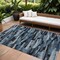 Homeroots 9' X 12' Blue Black And Gray Striped Washable Indoor Outdoor Area Rug 603219 - alternate 1