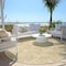 Homeroots 8' Gold And Beige Round Geometric Washable Indoor Outdoor Area Rug 594997 - alternate 3