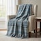 Homeroots 50" X 70" Blue And Charcoal Striped Microfiber Plush Throw Blanket 712359 - alternate 2