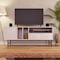 Leisuremod Rochester Rectangular TV Stand with Enclosed Storage and Powder Coated Iron Legs, White RTS60W - alternate 5