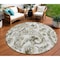 Homeroots 8' Brown Ivory And Tan Round Paisley Washable Indoor Outdoor Area Rug 588638 - alternate 1