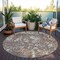 Homeroots 8' Brown And Ivory Round Abstract Washable Indoor Outdoor Area Rug 612721 - alternate 5