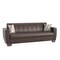 Homeroots 84" Brown Faux Leather Convertible Futon Sleeper Sofa And Toss Pillows With Storage 607116 - alternate 6
