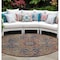 Homeroots 8' Red Orange And Blue Round Oriental Washable Indoor Outdoor Area Rug 563840 - alternate 1