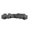 Homeroots Gray Italian Leather Power Reclining Curved Seven Piece Corner Sectional With Console 544984 - alternate 1