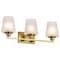 Nuvo Lune, 3 Light Vanity, Vintage Brass Finish, Etched White Glass 60/8233 - alternate 4