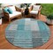 Homeroots 8' Teal Blue Aqua And Gray Round Striped Washable Indoor Outdoor Area Rug 581715 - alternate 1