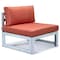Leisuremod Chelsea 7-Piece Patio Sectional And Fire Pit Table Weathered Grey Aluminum With Orange Cushions CSFWGR-7OR - alternate 2