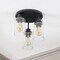Jonathan Y Jonah 12" 3-Light Bohemian Farmhouse Iron/Seeded Glass LED Semi Flush Mount, Black/Clear JYL7556A - alternate 4
