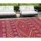 Homeroots 9' X 12' Red Geometric Machine Braided Distressed Area Rug With UV Protection 555595 - alternate 1